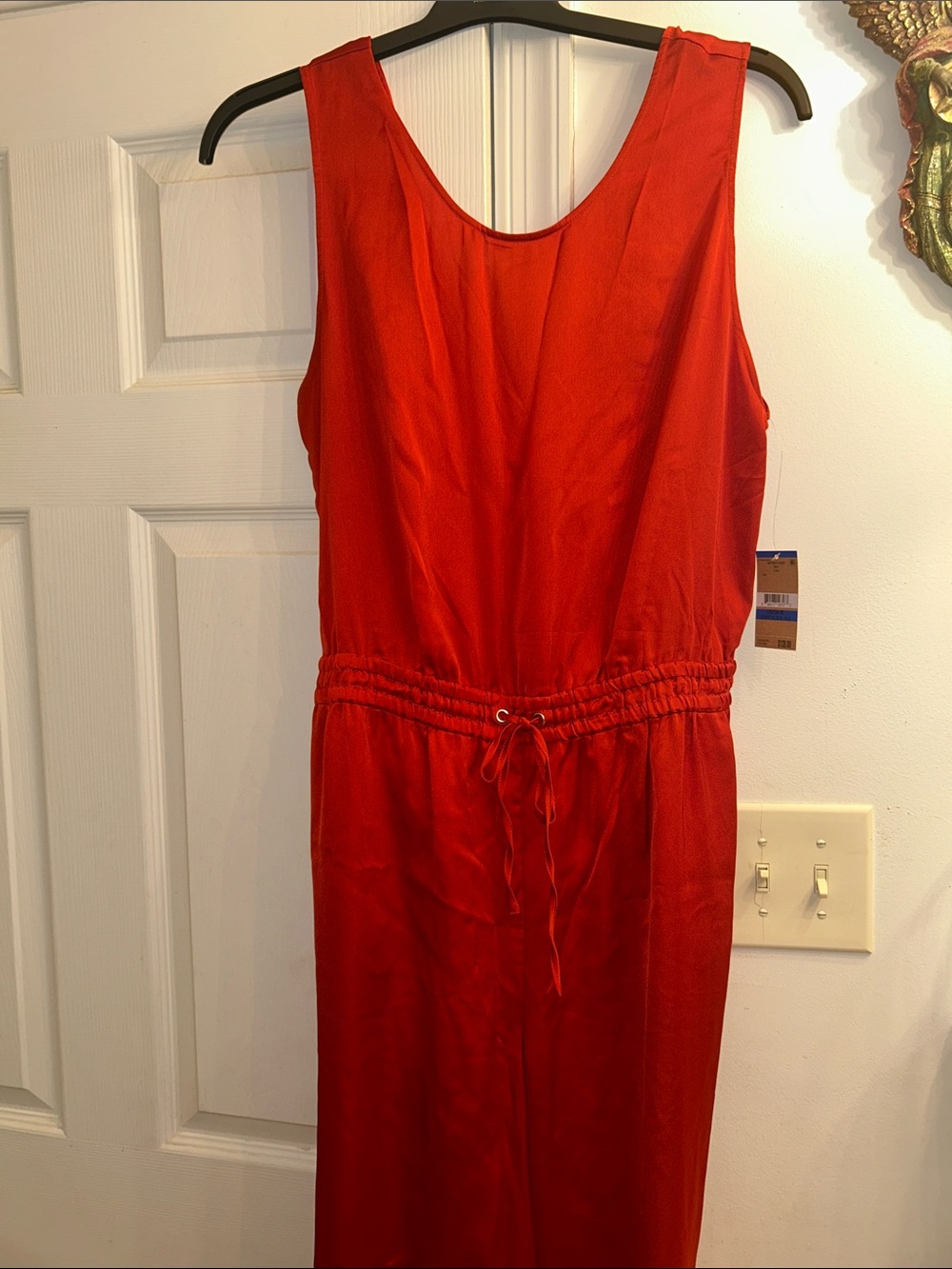 RACHEL Rachel Roy Sleeveless Red Midi Dress with Drawstring Waist